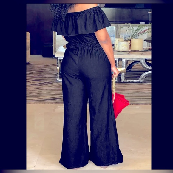 Black Off The Shoulder Jumpsuit - Picture 2 of 3